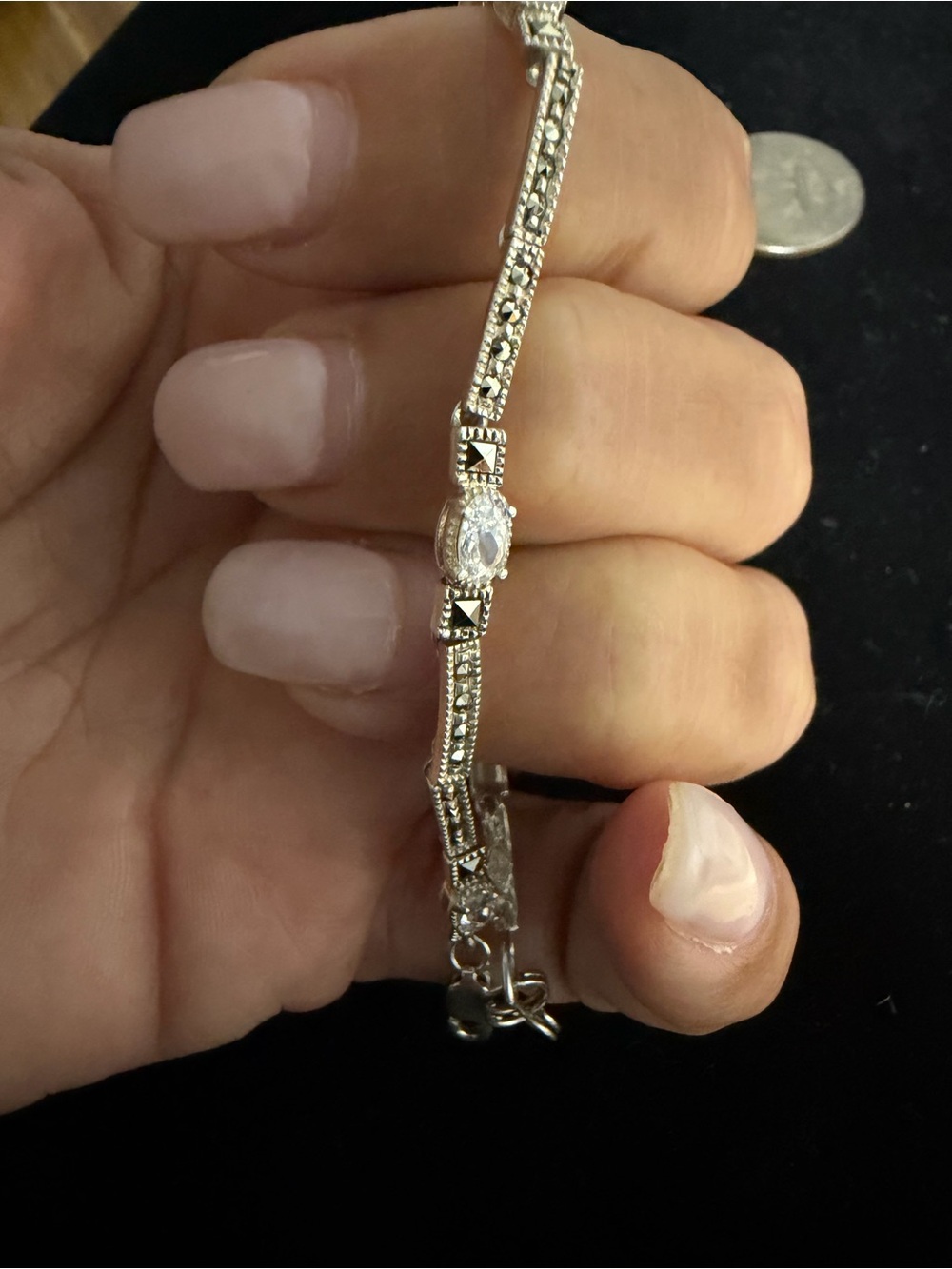 Judith Jack 925 Sterling silver marcasites and crystal bracelet